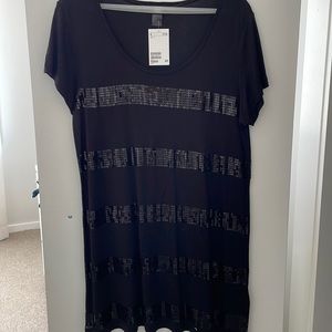 NWT. H&M black T shirt dress with sequins size L
